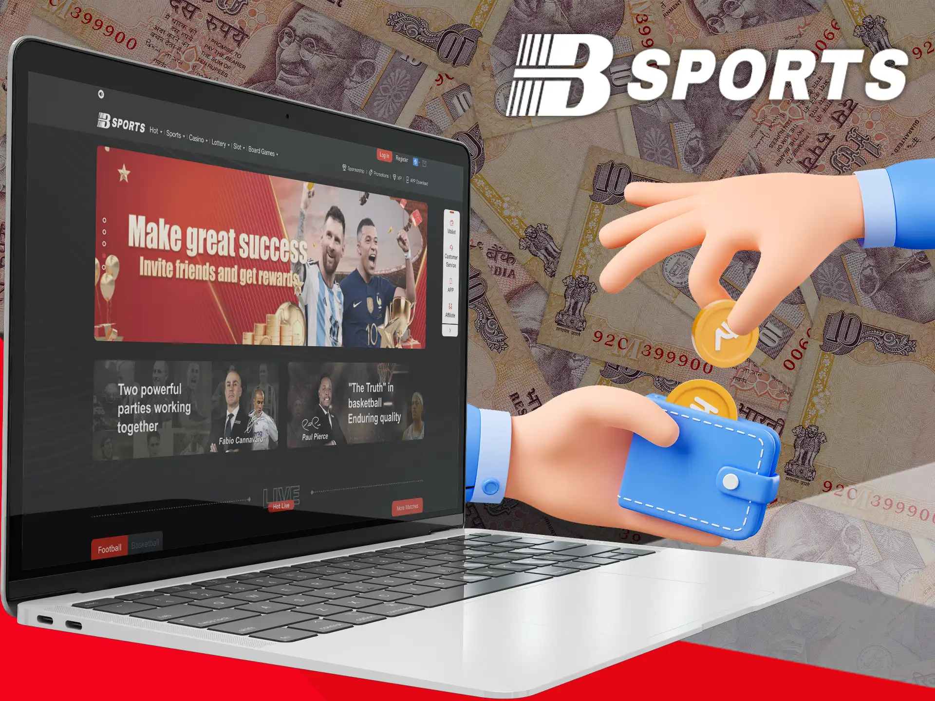 Withdraw and top up your account using any method you like with BSports.